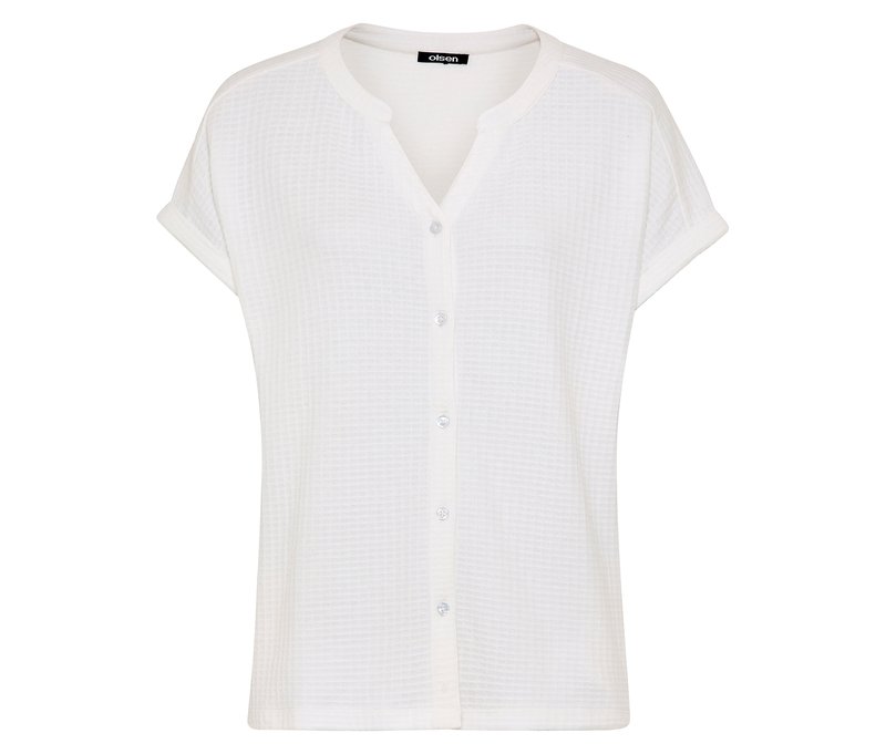 Tchibo - Strukturiertes Olsen Shirt mit Knöpfen - Damen - Gr. 48 - weiß