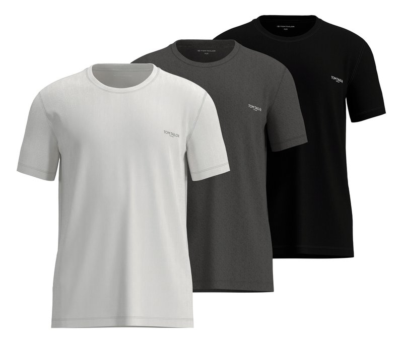3 Tom Tailor T-Shirts »Ohio« - Herren - Gr. M/5 - schwarz