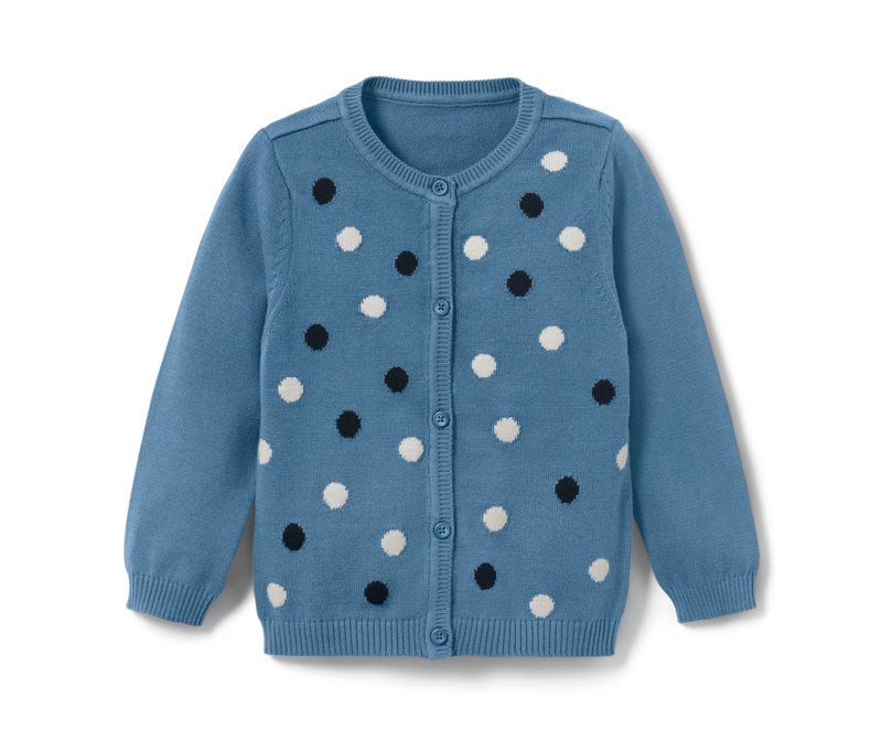 Tchibo - Kleinkind-Strickjacke - Mädchen - Gr. 122/128 - dunkelblau/gepunktet