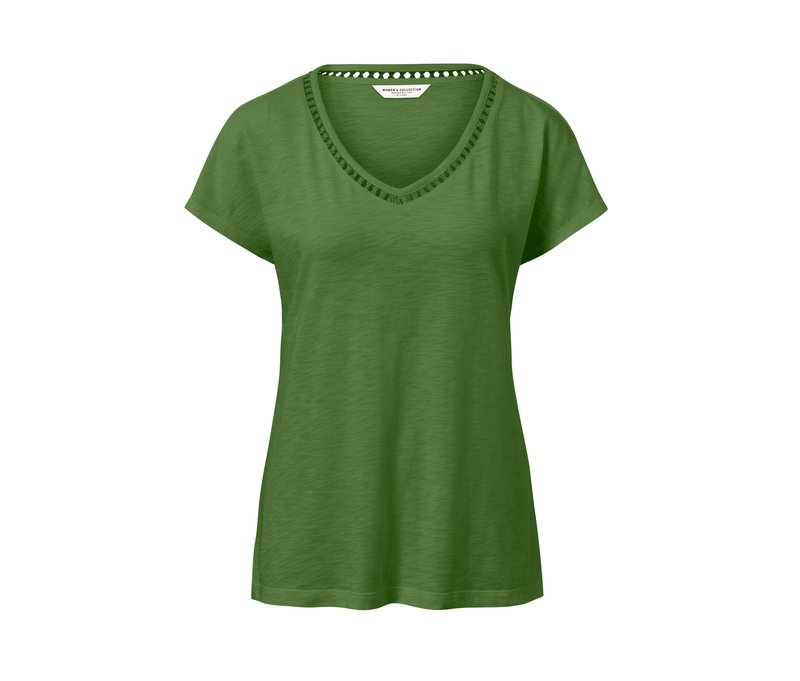 Tchibo - Shirt mit Crochet-Tape - Damen - Gr. XXL - grün