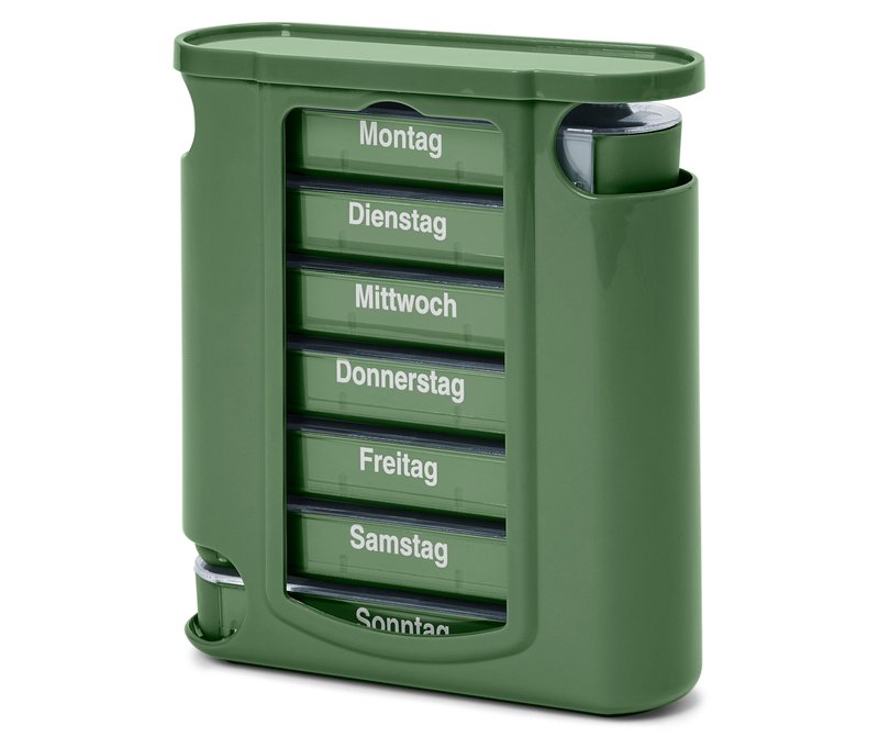 Tchibo - Pillenbox und -schneider - dunkelgrün