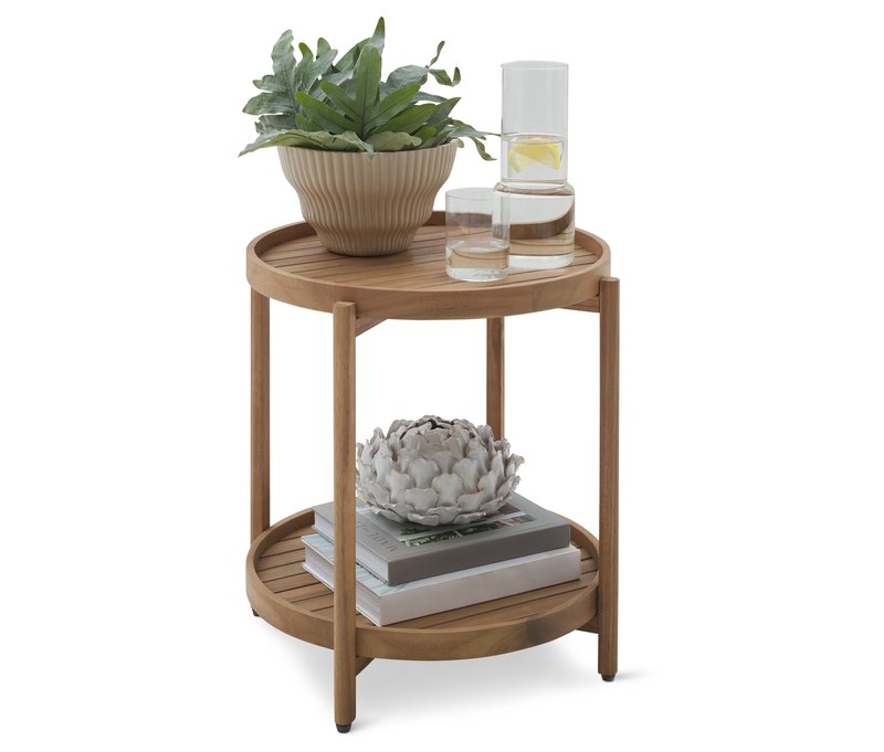 Tchibo - Garten-Beistelltisch mit abnehmbarem Tablett - 50x50x51cm - braun - Akazienholz / Stahl / Polypropylen