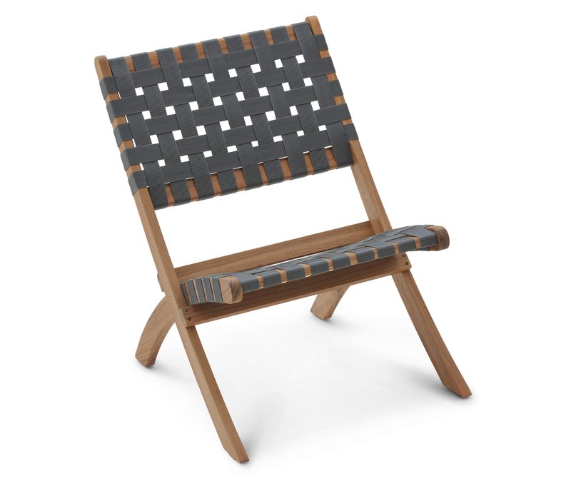 Tchibo - Zusammenklappbarer Gartensessel mit Gurtgeflecht - 55x74,5x77,7cm - grau - Akazienholz / Stahl / Polypropylen
