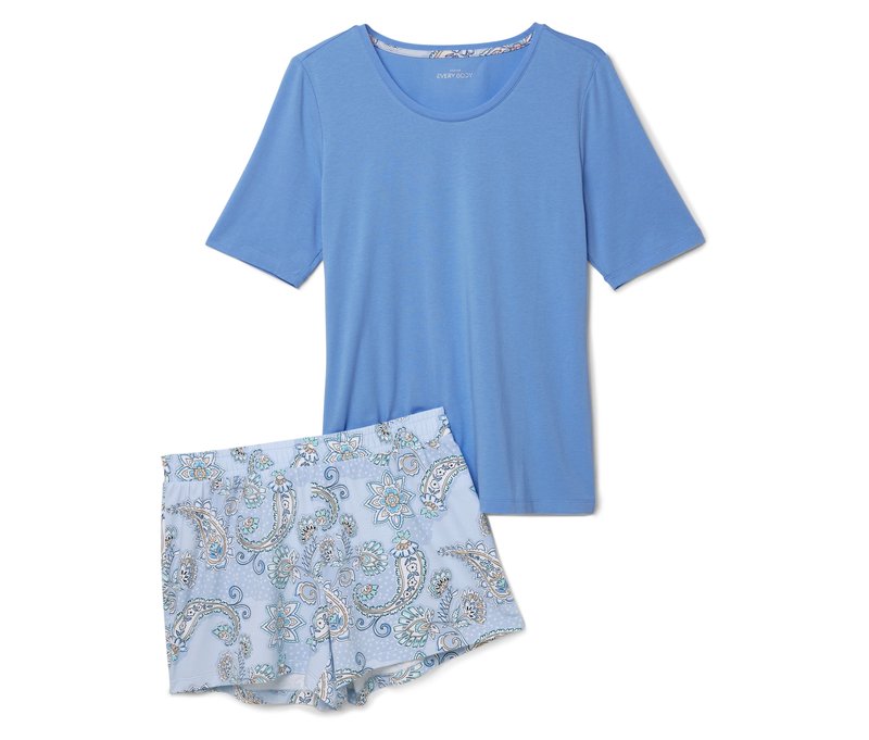 Tchibo - Shorty-Pyjama-Set - Damen - Gr. S - hellblau/paisley