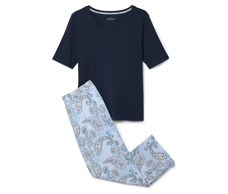 Tchibo - 7/8-Pyjama-Set - Damen - Gr. XXL - dunkelblau/paisley