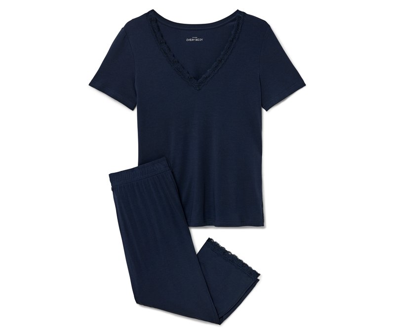 Tchibo - 3/4-Pyjama-Set - Damen - Gr. S - dunkelblau