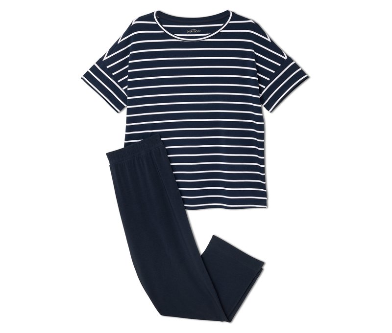 Tchibo - Pyjama-Set - Damen - Gr. S - dunkelblau/gestreift