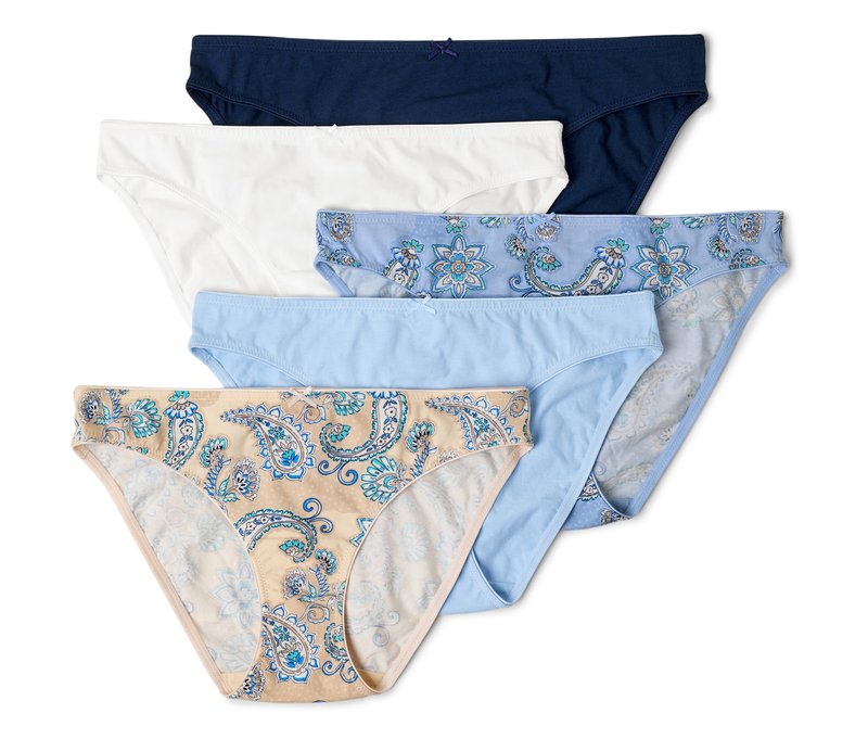 Tchibo - 5 Slips - Damen - Gr. L - dunkelblau/paisley