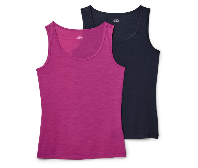 Tchibo - 2 Tanktops mit Merinowolle - Damen - Gr. S - pink