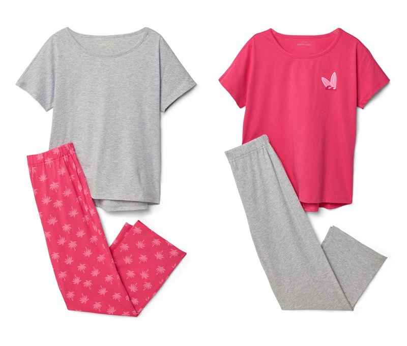 Tchibo - 2 Kinder-Kurzarm-Pyjamas - Mädchen - Gr. 134/140 - grau