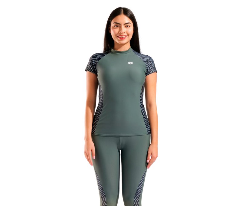arena Damen-UV-Schutz-Rash-Allover-Kurzarm-Schwimmshirt - Damen - Gr. XL