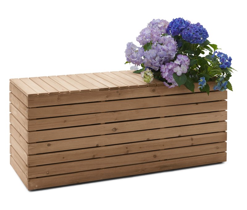 Tchibo - Gartenbank mit Pflanzkästen - 110x40x47cm - silber - Holz / Stahl / Polyethylen