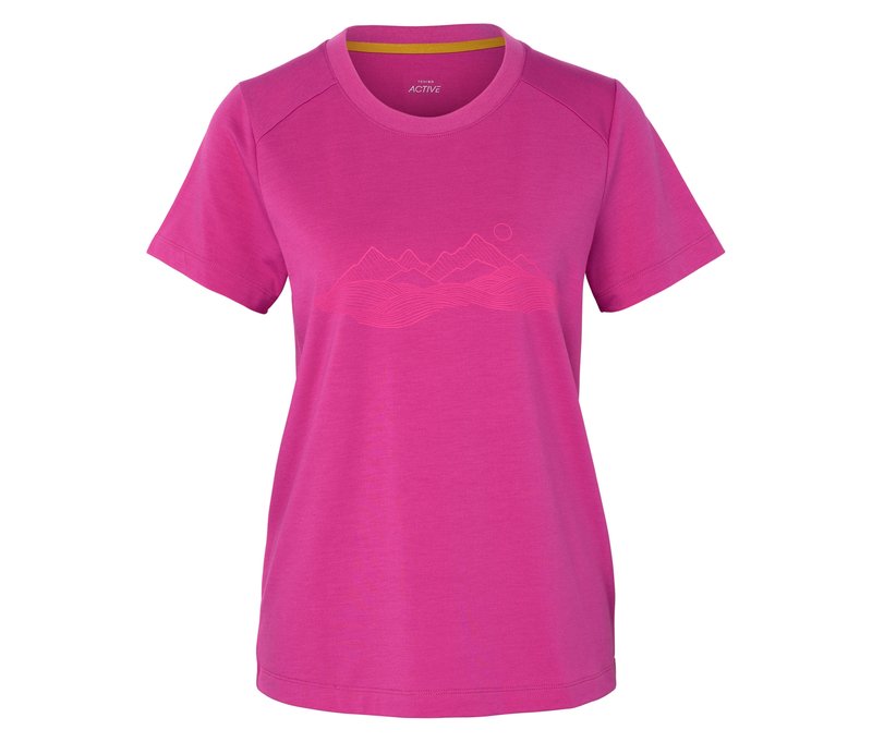 Tchibo - Outdoor-T-Shirt - Damen - Gr. XS - pink/print