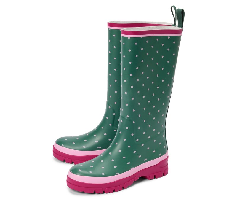Tchibo - Gepunktete Regenstiefel - Damen - Gr. 42 - dunkelgrün/gepunktet