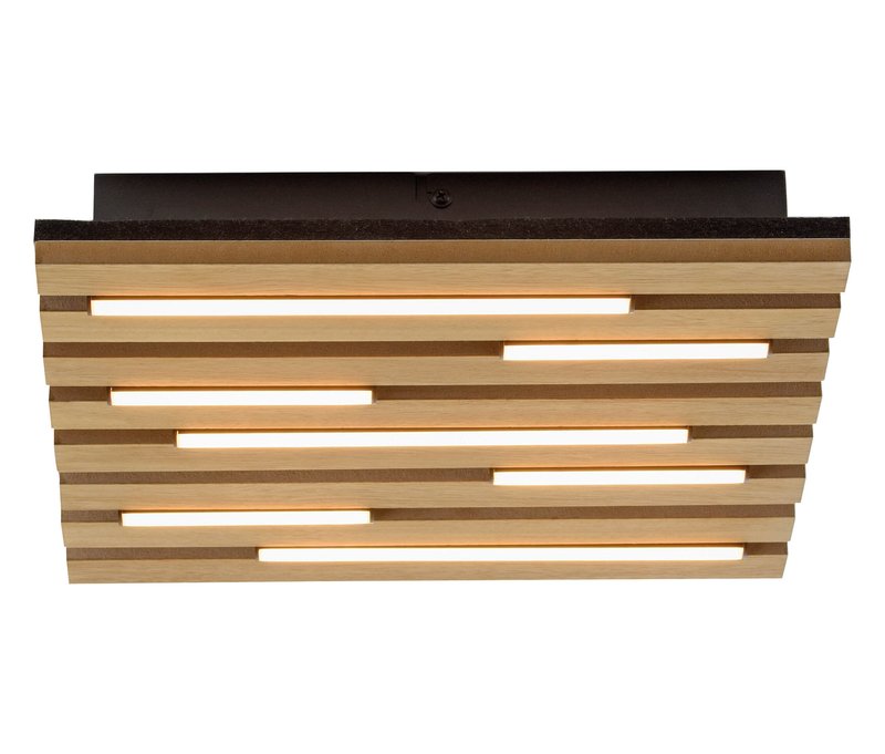 Paul Neuhaus Deckenleuchte »Akustik« - 30x30x5cm - schwarz - Eisen / Echtholzfurnier / Filz
