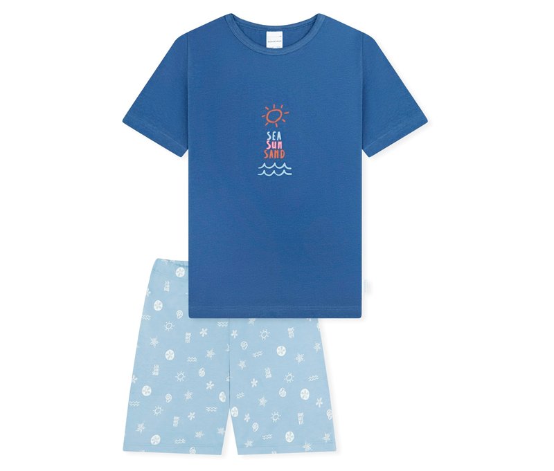 Schiesser Kurzer Kinder-Pyjama - Gr. 98 - dunkelblau