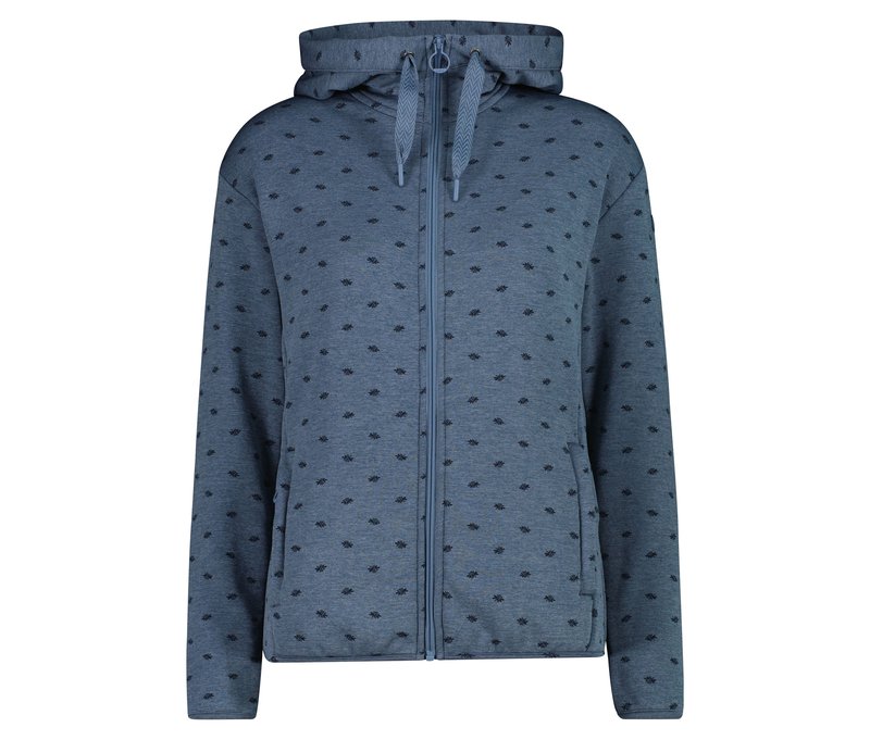 CMP Damen-Fleece-Jacke mit Kapuze - Damen - Gr. 48 - blau/print