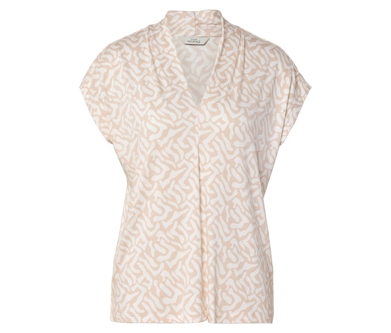 Tchibo - Bedrucktes Blusenshirt mit V-Ausschnitt - Damen - Gr. XXL - creme/print