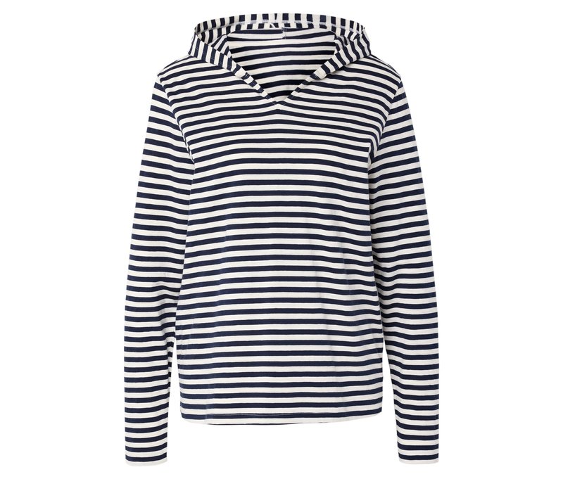 Tchibo - Jersey-Hoodie - Damen - Gr. L - weiß/gestreift