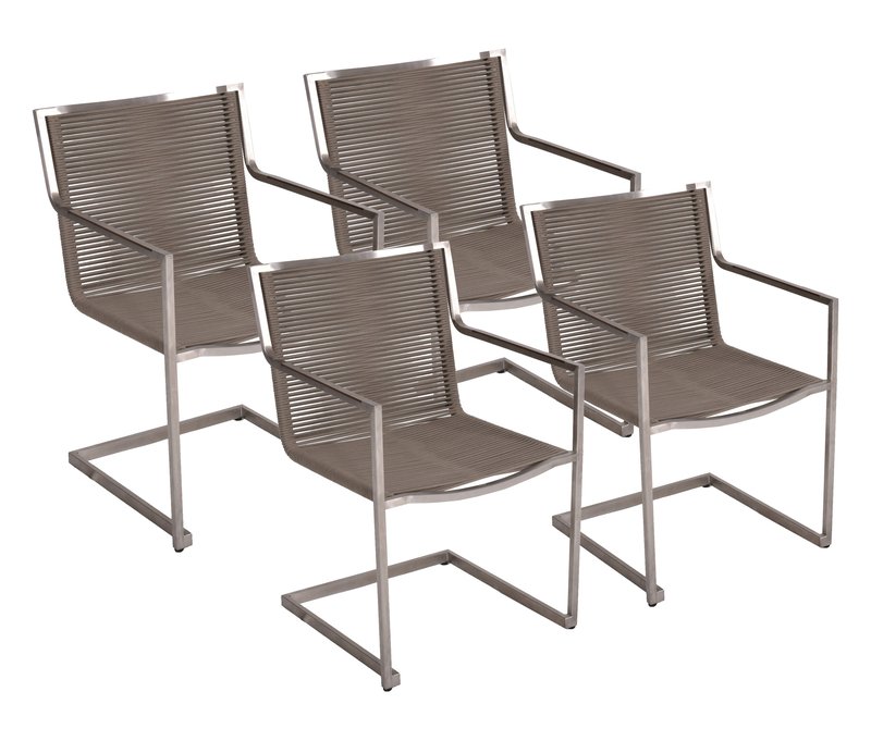 Tchibo - 4 Freischwinger »Sienna« - 57x56x87cm - silber - Edelstahl / Polyethylen