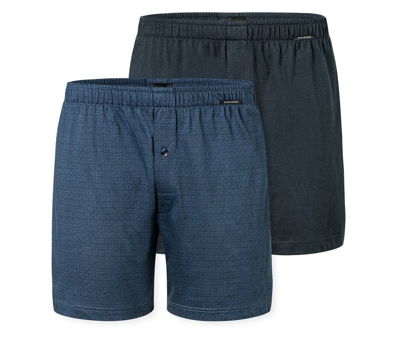 2 Schiesser Boxershorts - Herren - Gr. M/5 - dunkelblau/print
