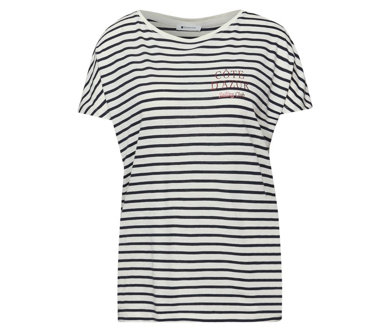 Street One T-Shirt - Damen - Gr. 40 - weiß/gestreift