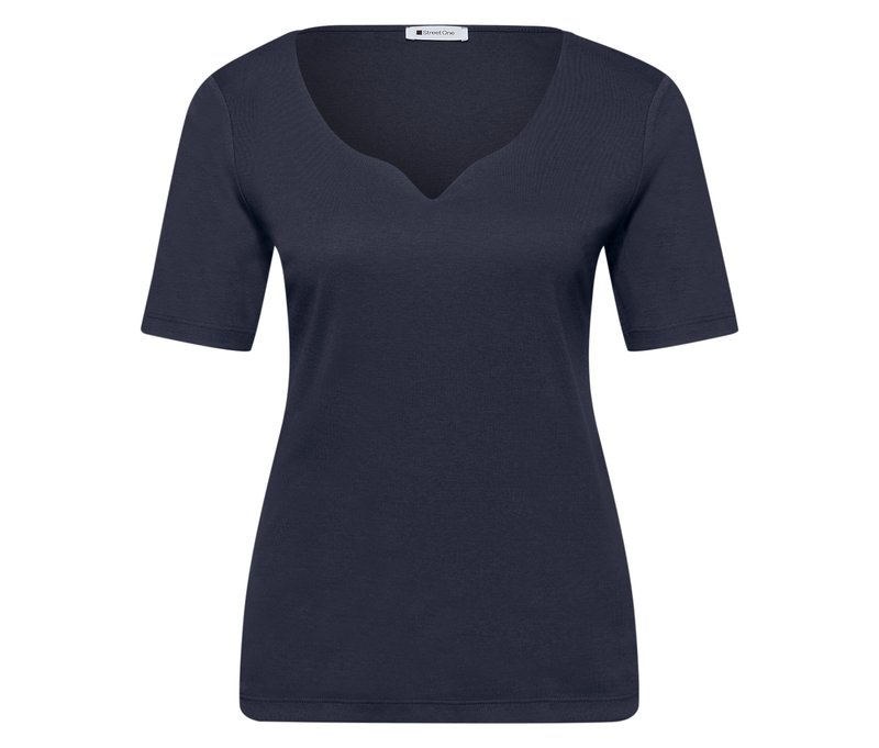 Street One Kurzarmshirt - Damen - Gr. 42 - dunkelblau