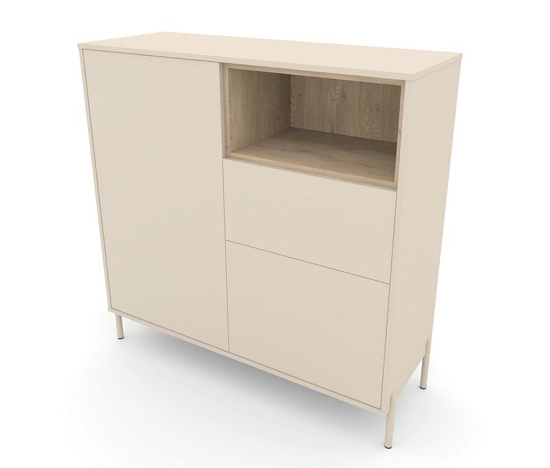 Tchibo - Highboard »Hygge« mit 2 Türen - 115x43x117cm - weiß - Holz / Metall / Acryl
