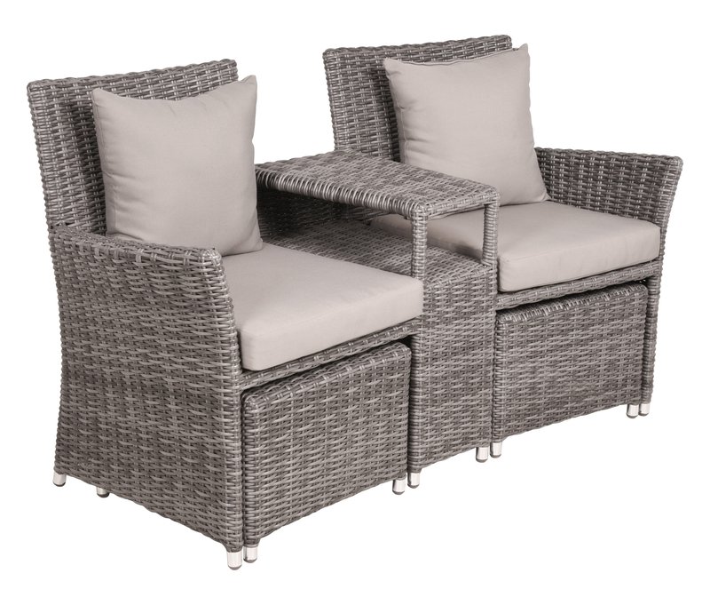 Tchibo - Relaxsessel »Calgary« mit 2 Hockern - 155x70x90cm - hellbraun - Kunststoff / Polyethylen