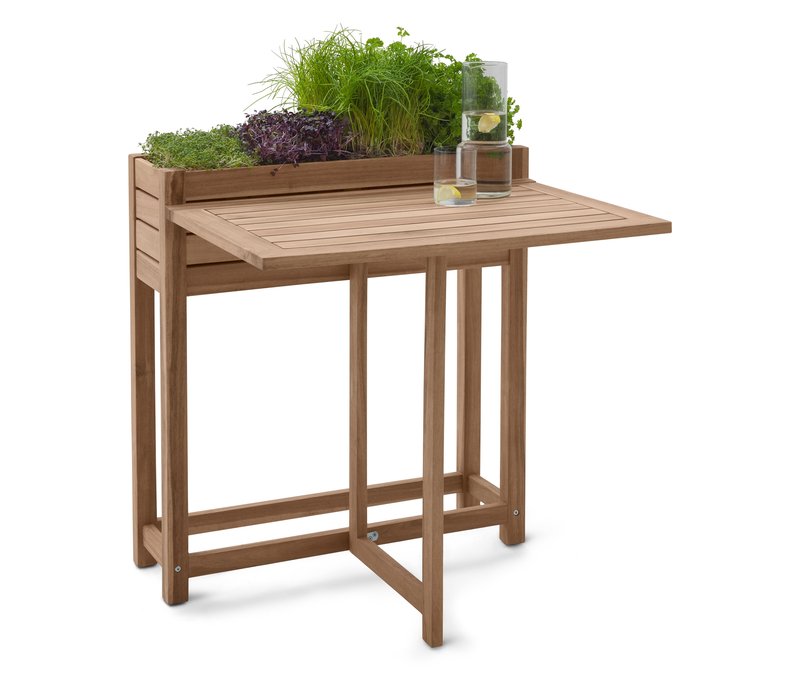 Tchibo - Pflanzkasten mit Ausklapptisch - 75x73,5x81,5cm - braun - Akazienholz / Stahl / Polypropylen