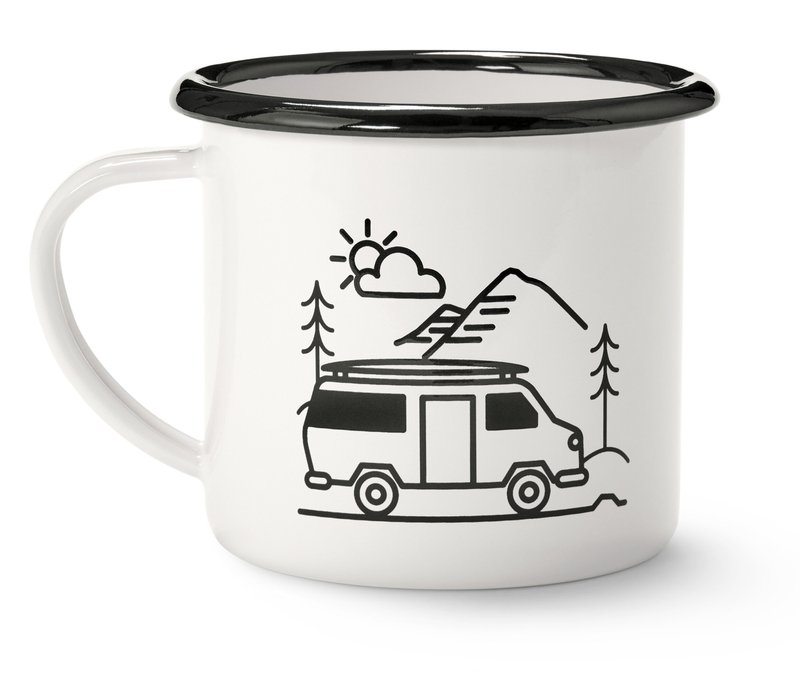 Tchibo - Emaille-Kaffeebecher Camping - schwarz