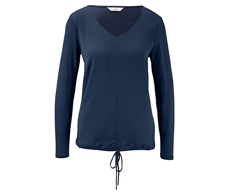 Tchibo - Blusenshirt mit Webeinsatz - Damen - Gr. XL - dunkelblau