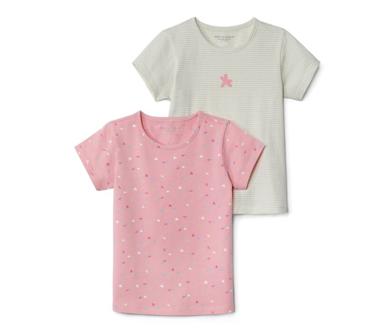 Tchibo - 2 Kinder-T-Shirts - Mädchen - Gr. 110/116 - weiß
