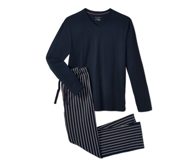 Tchibo - Jersey-Pyjama - Herren - Gr. L - dunkelblau/gestreift
