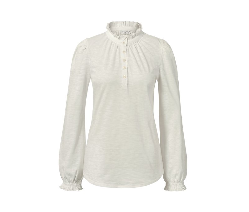 Tchibo - Langarmshirt mit Rüschen - Damen - Gr. S - weiß