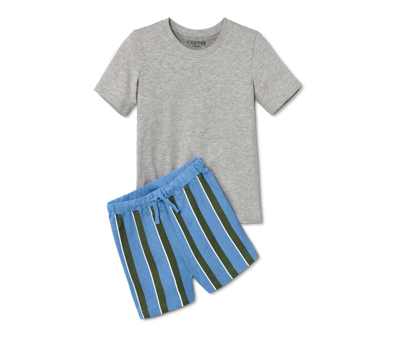 Tchibo - Shorty-Pyjama - Jungen - Gr. 122/128 - weiß/print
