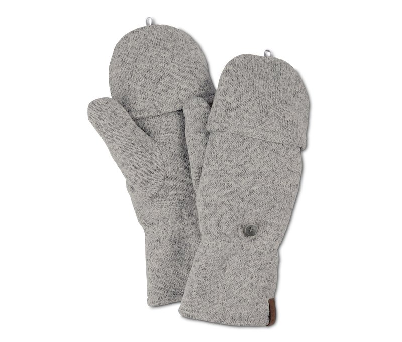 Tchibo - Strickfleece-Klappfäustlinge - Damen - Gr. 7,5 - grau