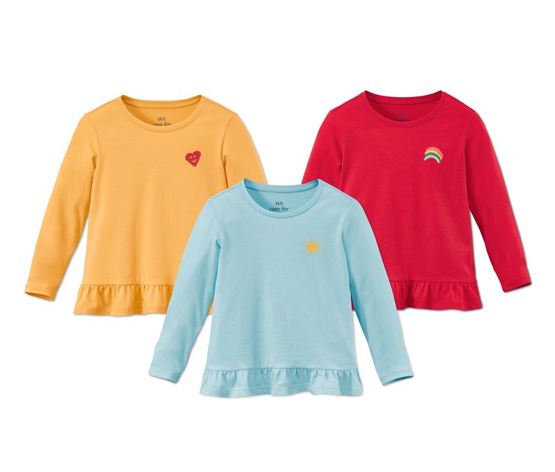 Tchibo - 3 Shirts aus Bio-Baumwolle - Baby - Gr. 50/56 - hellblau