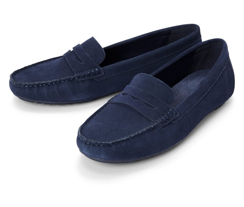 Tchibo - Veloursleder-Loafer - Damen - Gr. 38 - dunkelblau