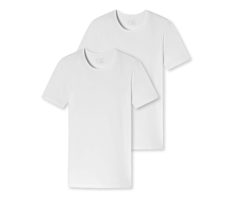 2 Schiesser T-Shirts - Herren - Gr. S/4 - weiß