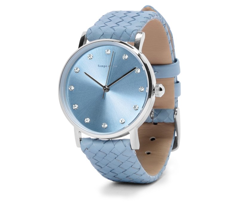 Tchibo - Armbanduhr mit Lederband - silber