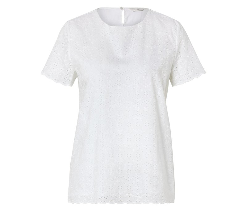 Tchibo - Blusenshirt mit Lochstickerei - Damen - Gr. 38 - weiß
