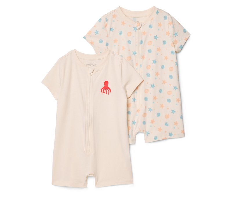 Tchibo - 2 kurze Baby-Pyjamas - Baby - Gr. 86/92 - creme/print