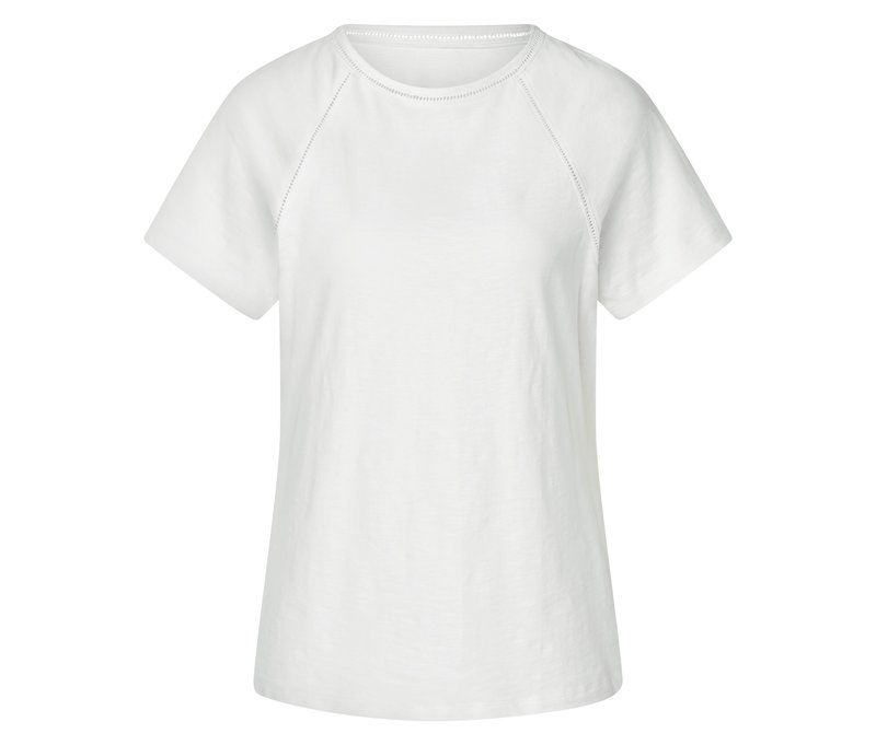 Tchibo - Shirt mit Crochet-Details - Damen - Gr. L - weiß