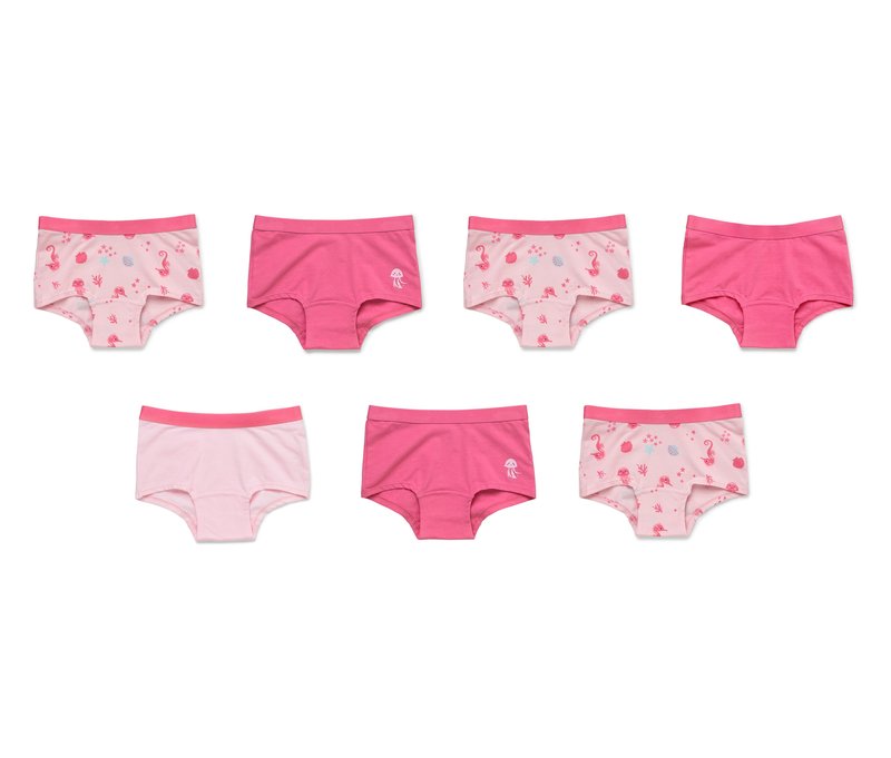Tchibo - 7 Kinder-Pantys - Gr. 122/128 - rosa/print