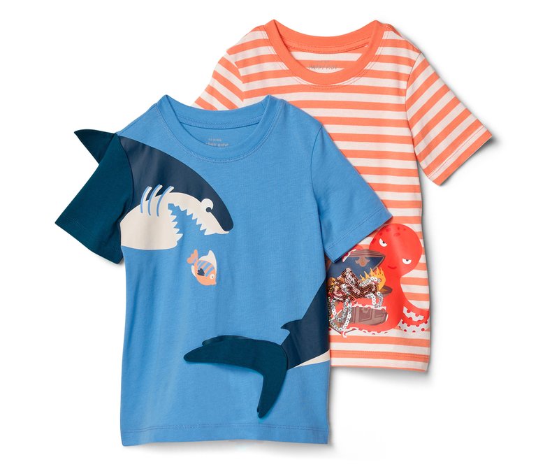 Tchibo - 2 Kinder-T-Shirts mit Applikation - Baby - Gr. 86/92 - creme