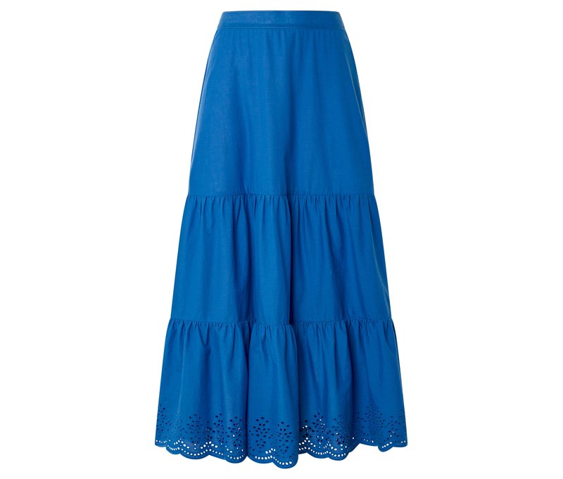 Tchibo - Webrock mit Lochstickerei - Damen - Gr. L - blau