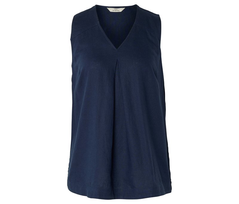 Tchibo - Ärmellose Leinenbluse - Damen - Gr. 48 - dunkelblau