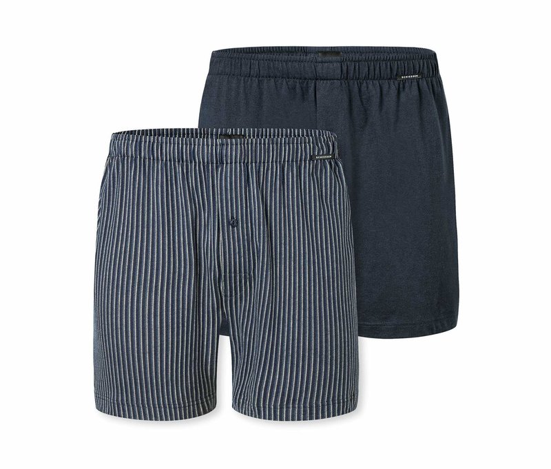2 Schiesser Jersey-Boxer - Herren - Gr. Xxl/8 - dunkelblau/gestreift