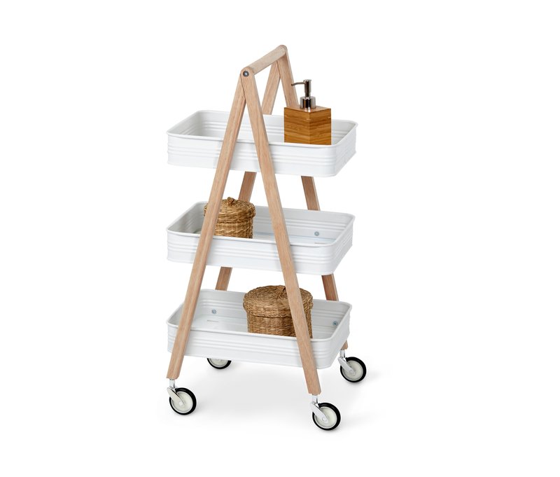 Tchibo - Rollwagen - 32,5x39x80,5cm - weiß - Holz / Metall
